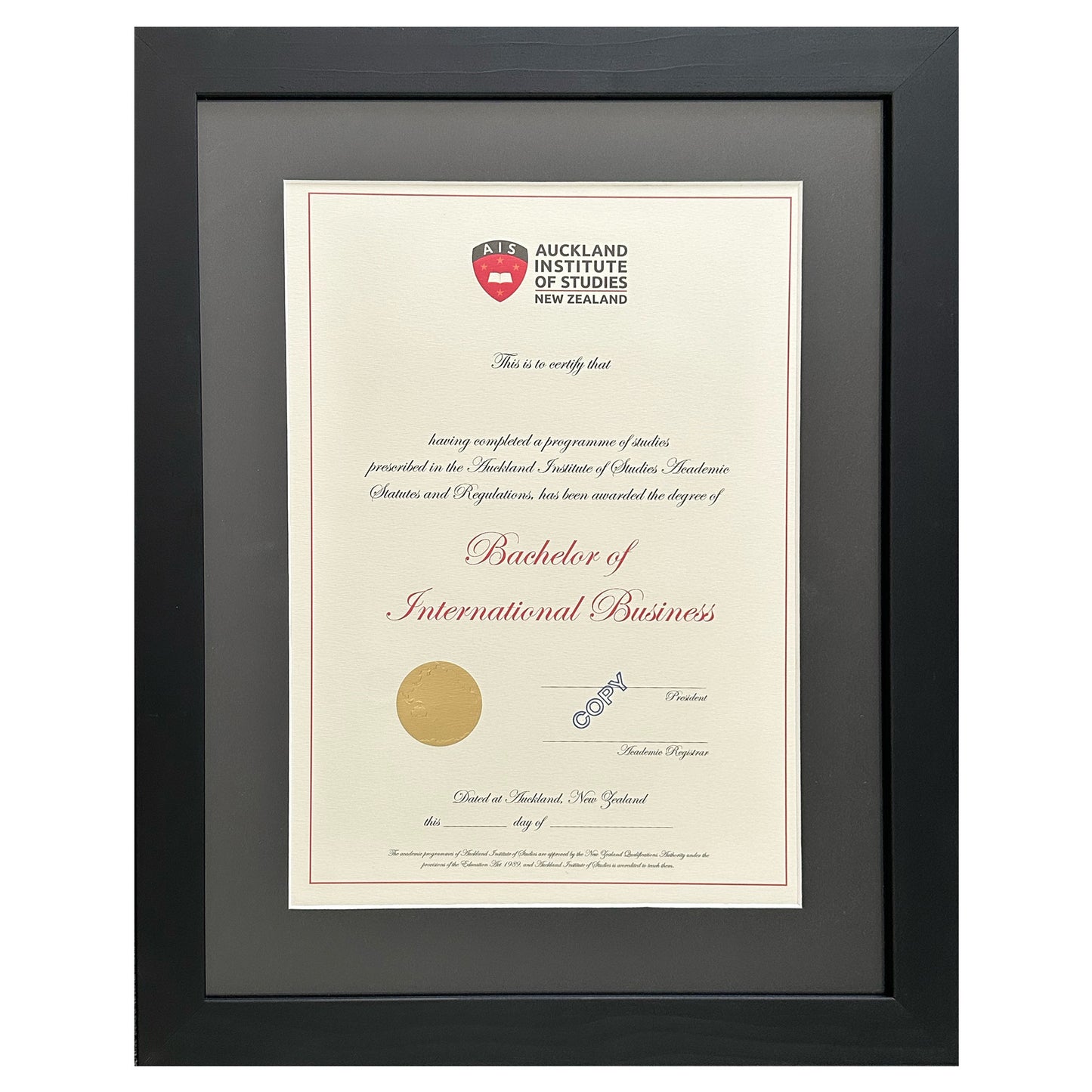 AIS Bachelor Degree Frame - Black