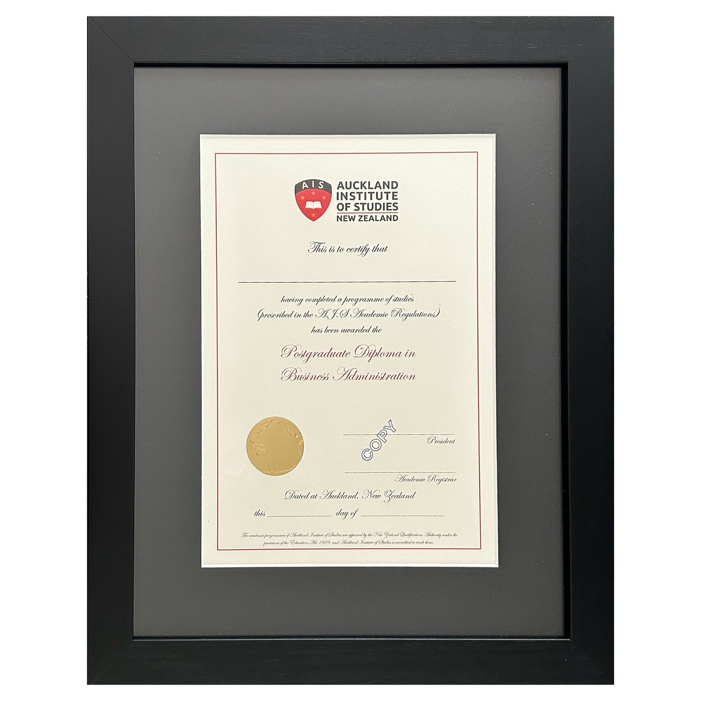 AIS Diploma Degree Frame - Black