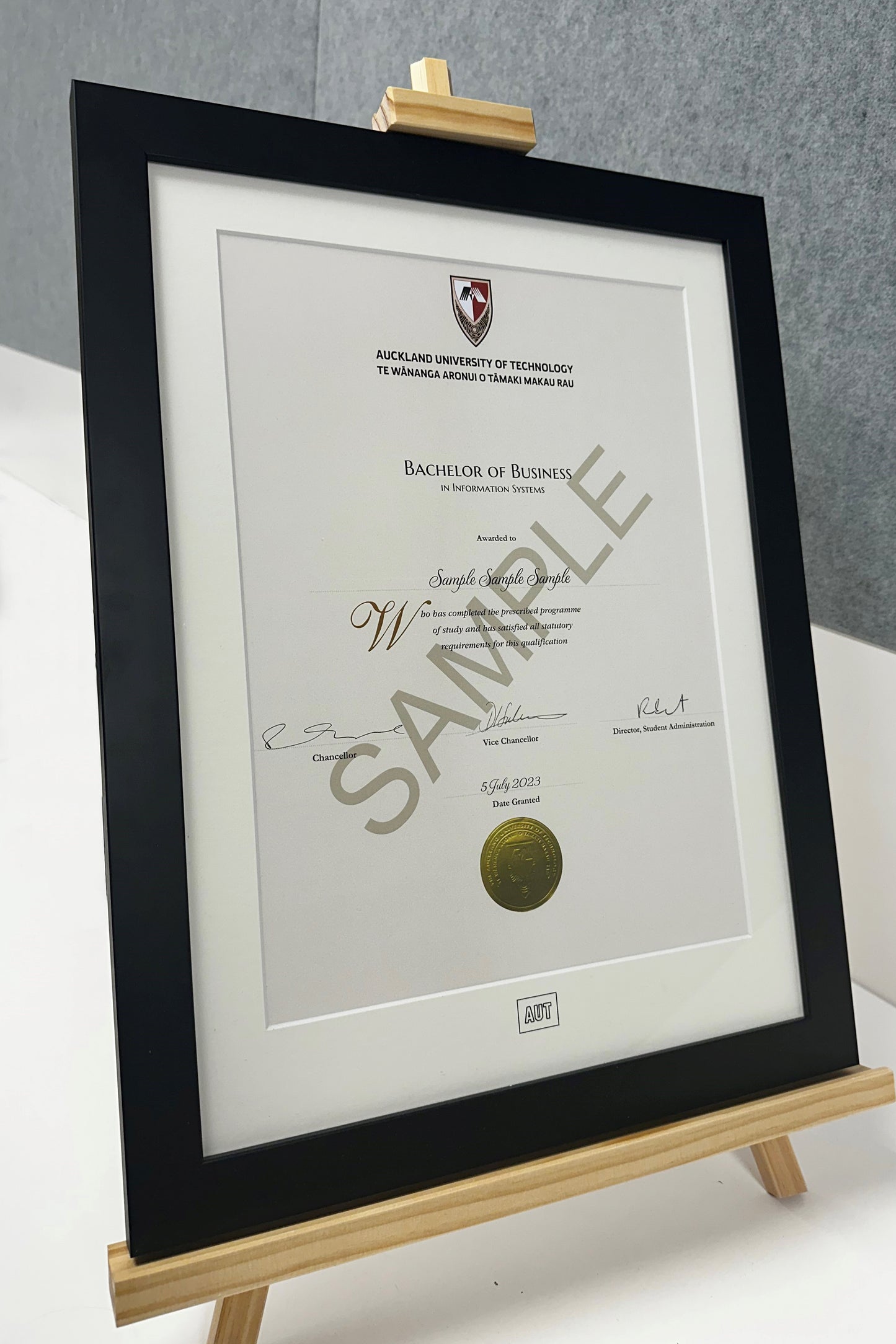 AUT Black Frame with AUT Emblem